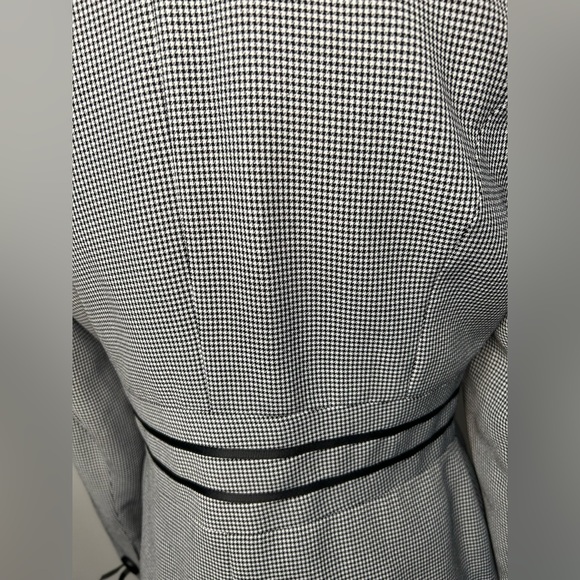 Houndstooth plaid black and white two button front lined suit jacket blazer - Picture 6 of 16